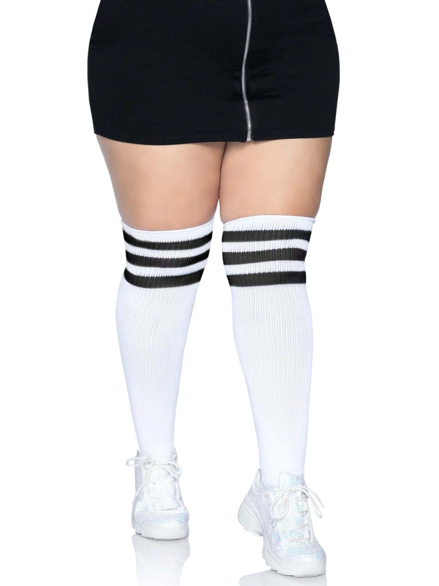 Over the Knee Athletic Socks -1x/2x - Black/white - Love It Wet