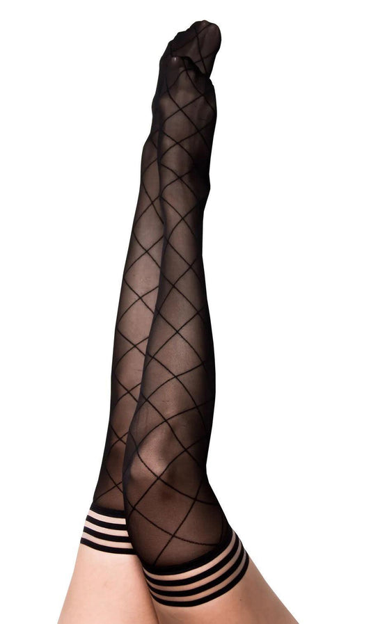 Anna - Diamond Thigh High - Size a - Black - Love It Wet