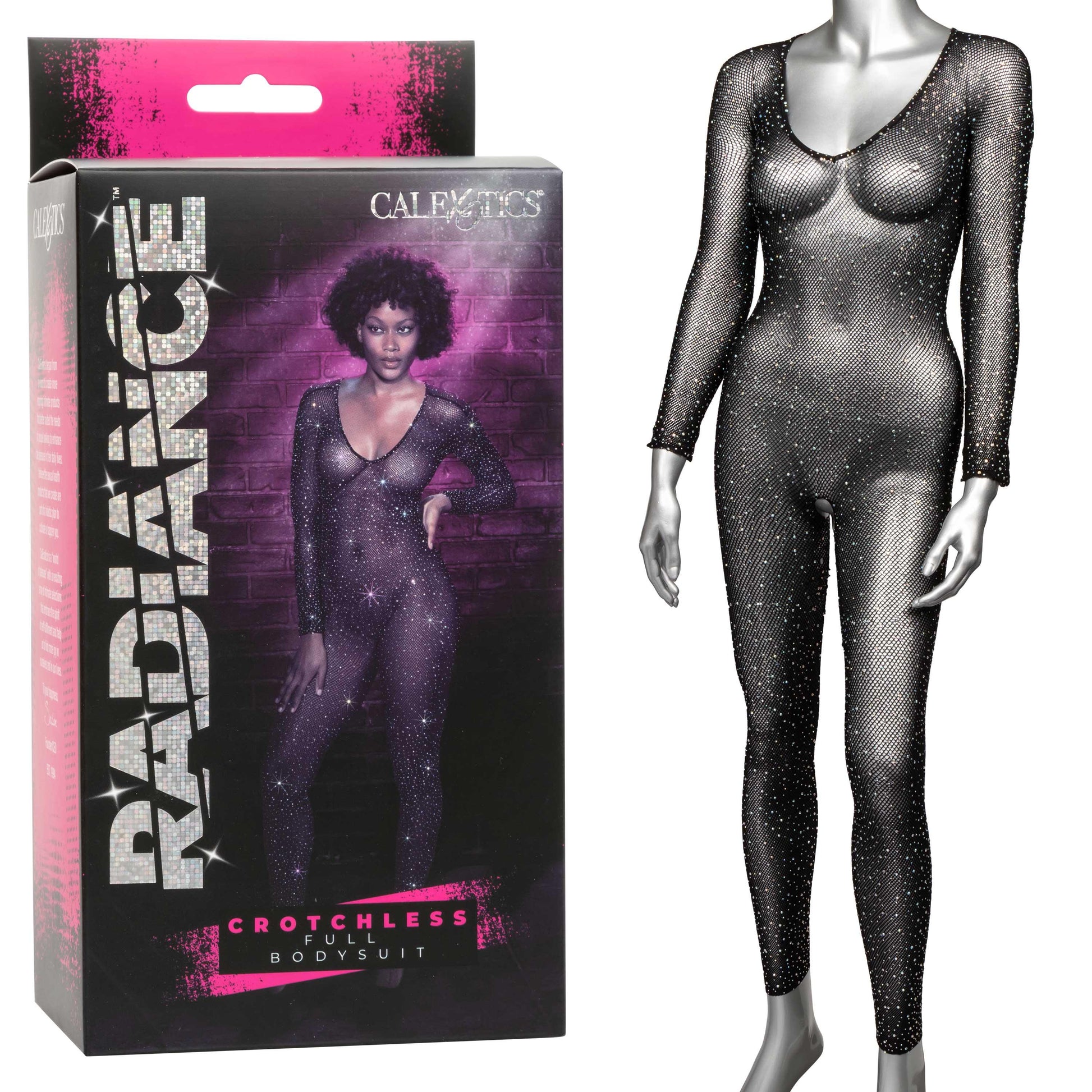 Radiance Crotchless Full Body Suit - One Size - Black - Love It Wet