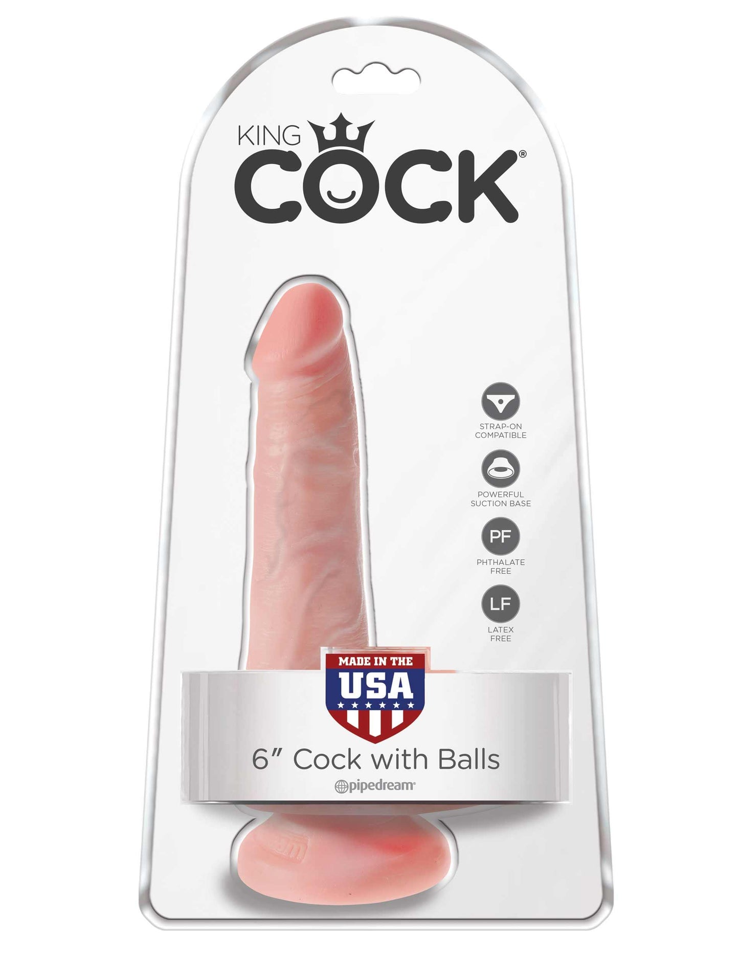 King Cock 6 Inch Cock With Balls - Light - Love It Wet