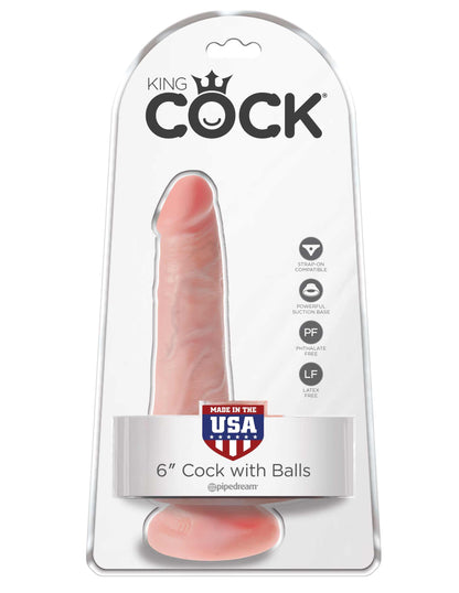 King Cock 6 Inch Cock With Balls - Light - Love It Wet