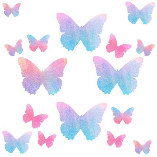 Tinky's Revenge Pink and Blue Holographic Blacklight Butterfly Nipple Sticker Crop Top - Love It Wet