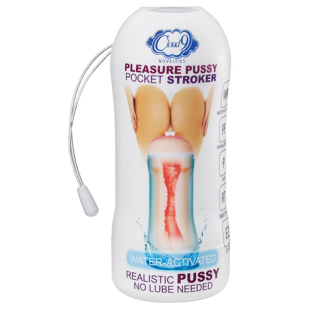 Pleasure Pussy Pocket Stroker Water Activated - Flesh - Love It Wet