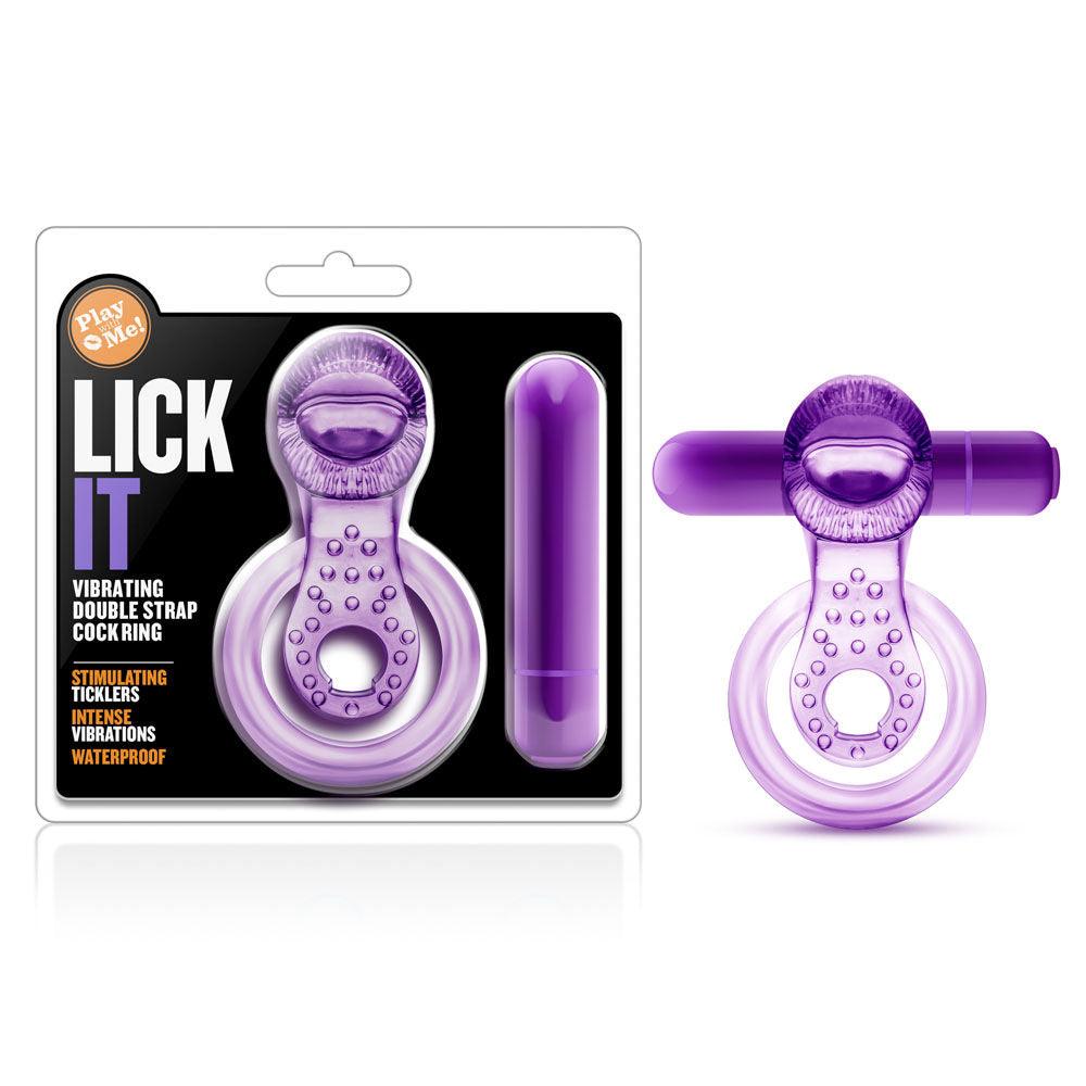 Play With Me - Lick It - Vibrating Double Strap Cockring - Purple - Love It Wet