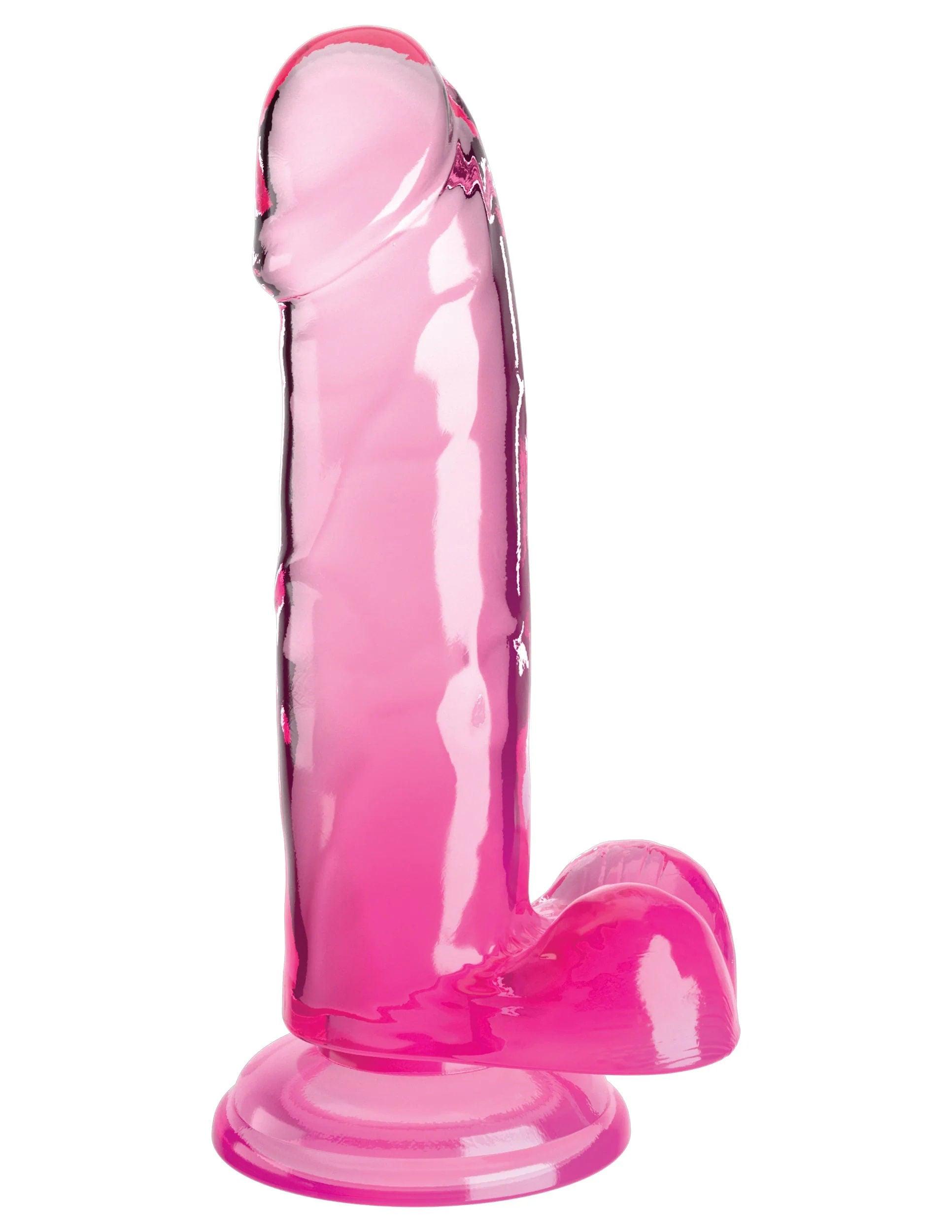 King Cock Clear 7 Inch With Balls - Pink - Love It Wet