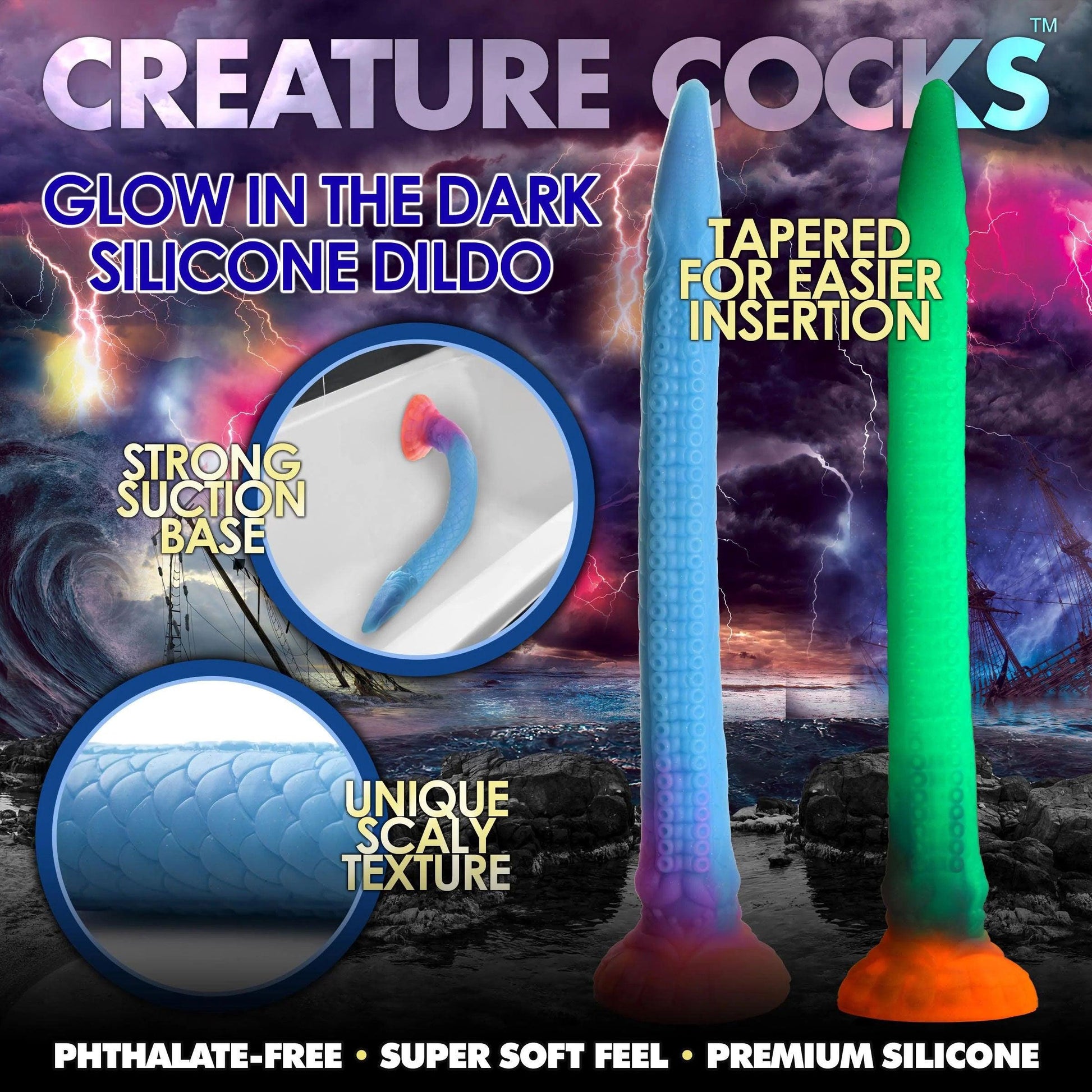 Makara Glow-in-the-Dark Silicone Snake Dildo - Love It Wet