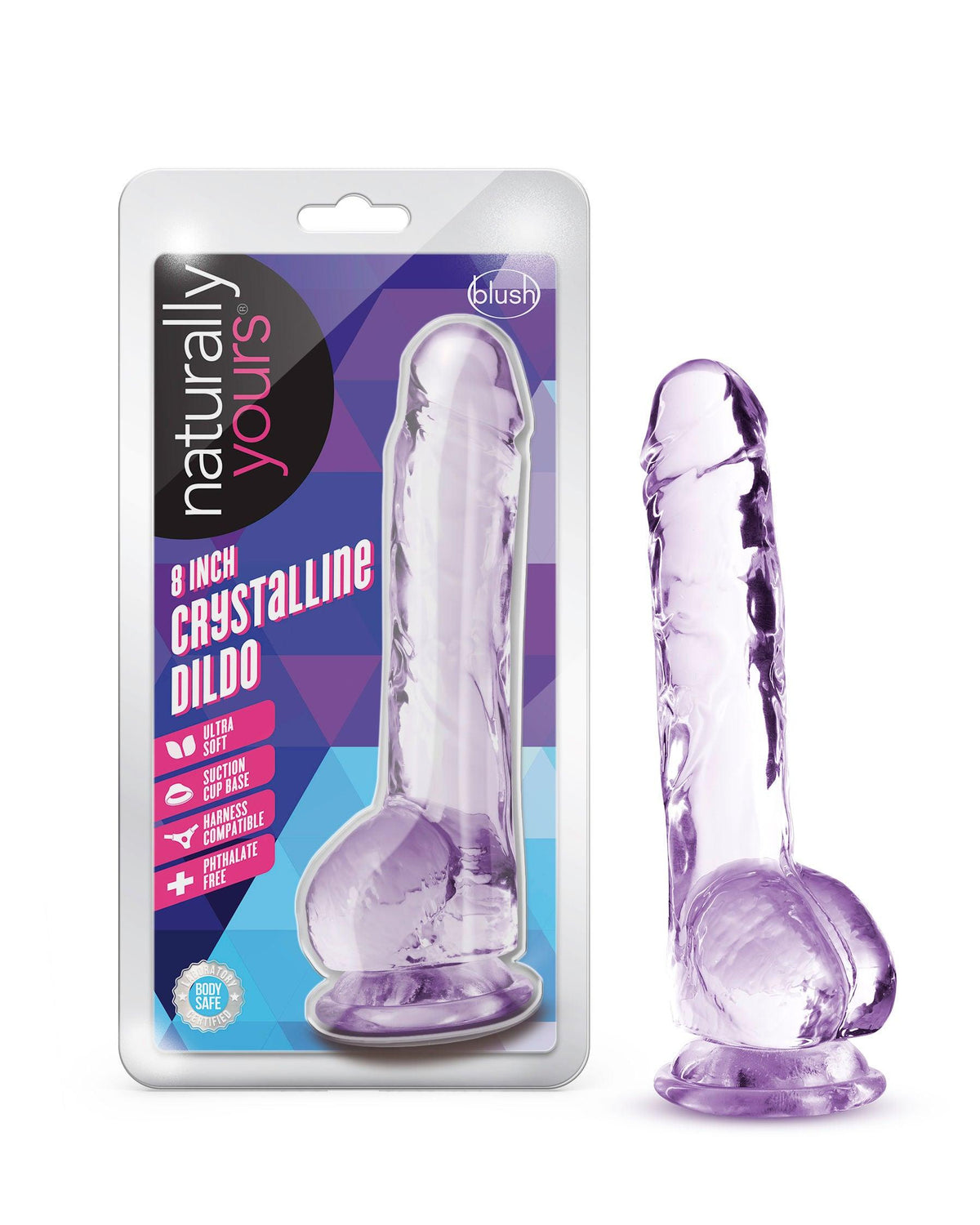 Naturally Yours - 8 Inch Crystalline Dildo - Amethyst - Love It Wet