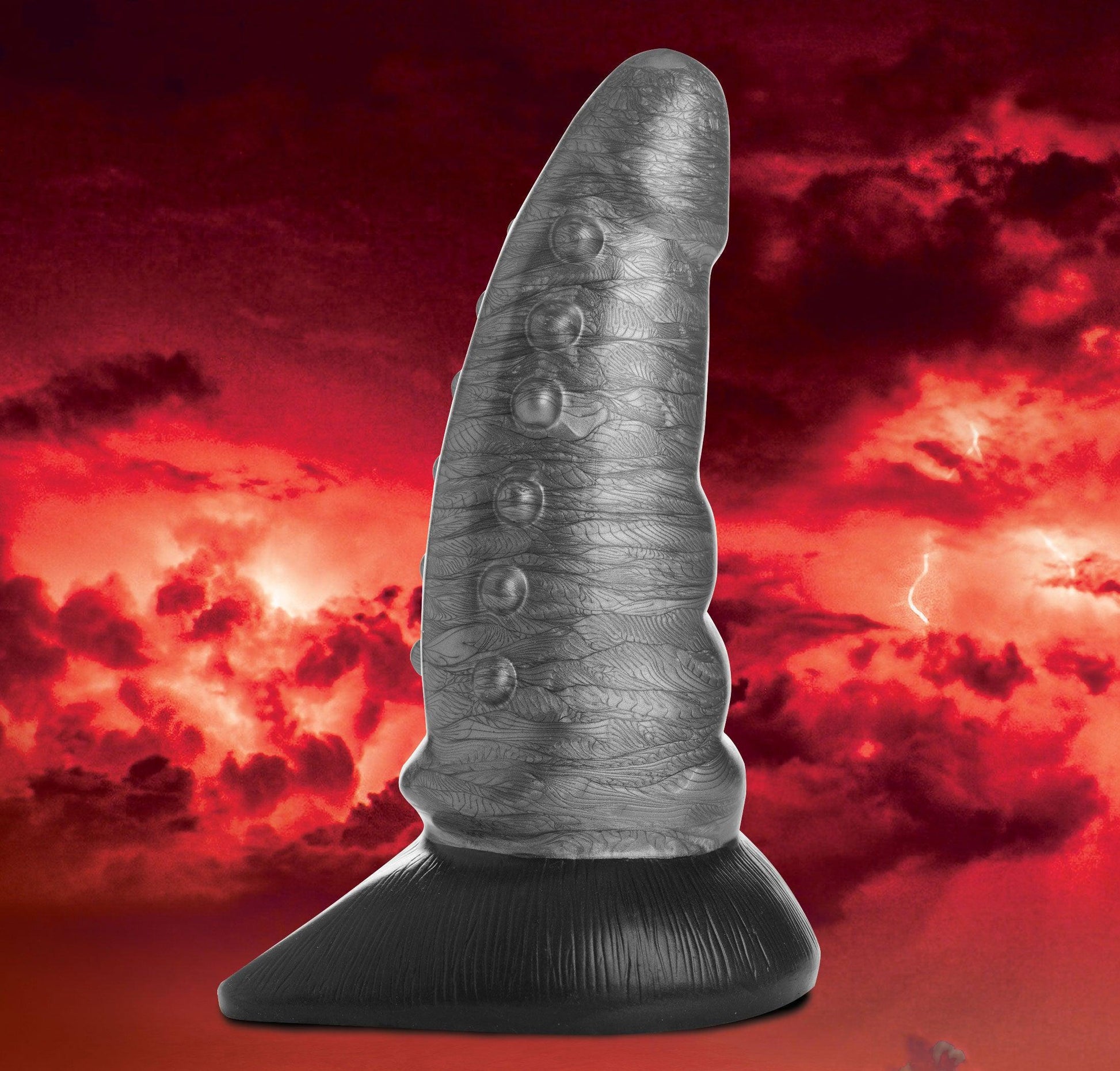 Beastly Tapered Bumpy Silicone Dildo - Silver - Love It Wet