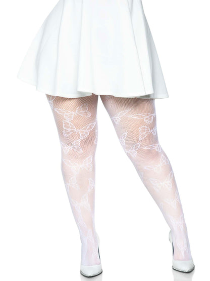 Butterfly Net Tights - 1x/2x - White - Love It Wet