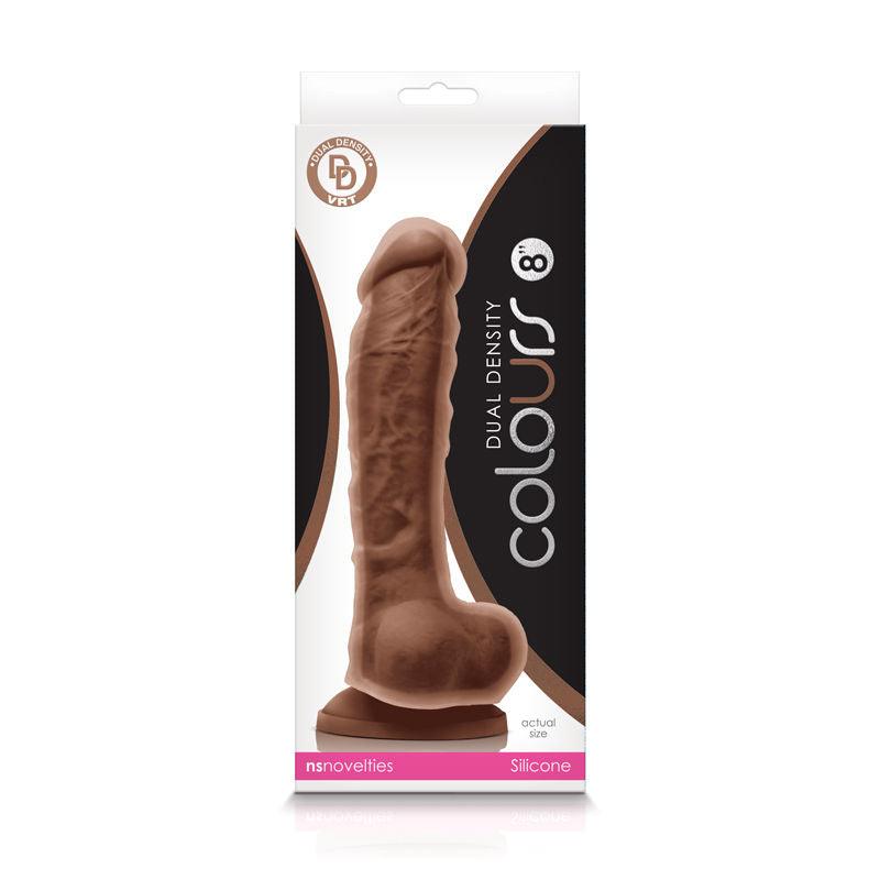 Colours - Dual Density - 8 Inch Dildo - Dark Brown - Love It Wet