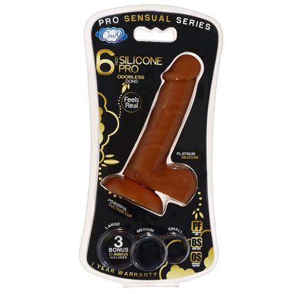 Pro Sensual Premium Silicone 6 Inch Dong With 3 Cockrings - Flesh - Love It Wet