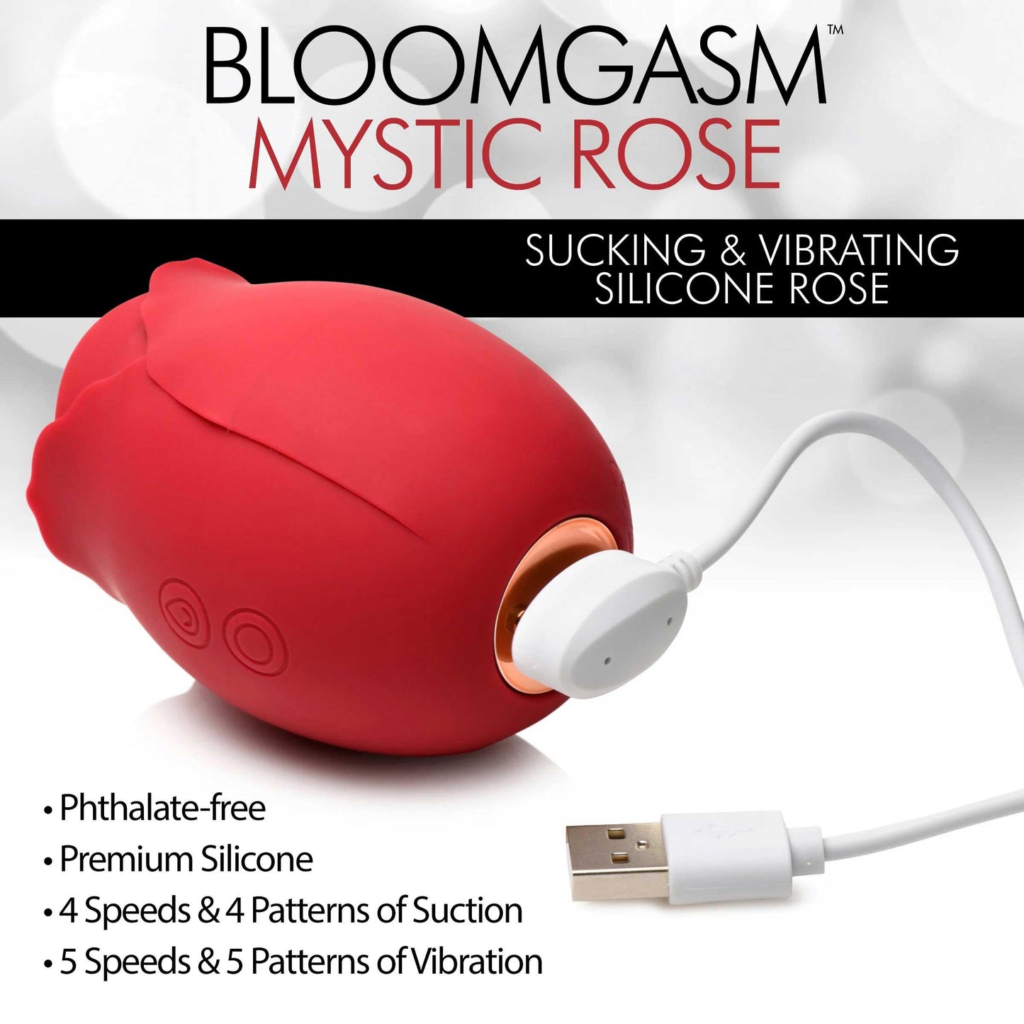 Mystic Rose Sucking and Vibrating Silicone Rose - Red - Love It Wet