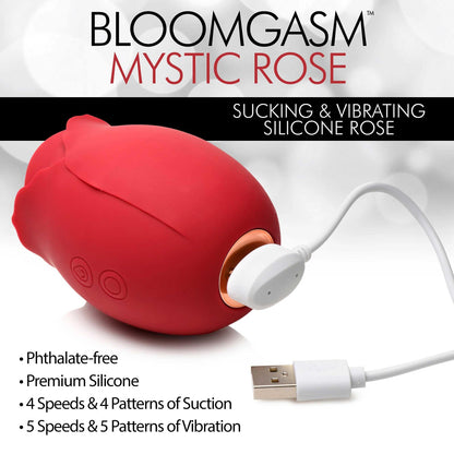 Mystic Rose Sucking and Vibrating Silicone Rose - Red - Love It Wet