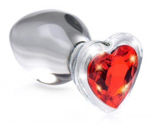 Red Heart Gem Glass Anal Plug - Large - Love It Wet