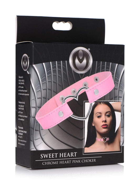 Dark Heart Chrome Heart Choker - Pink - Love It Wet