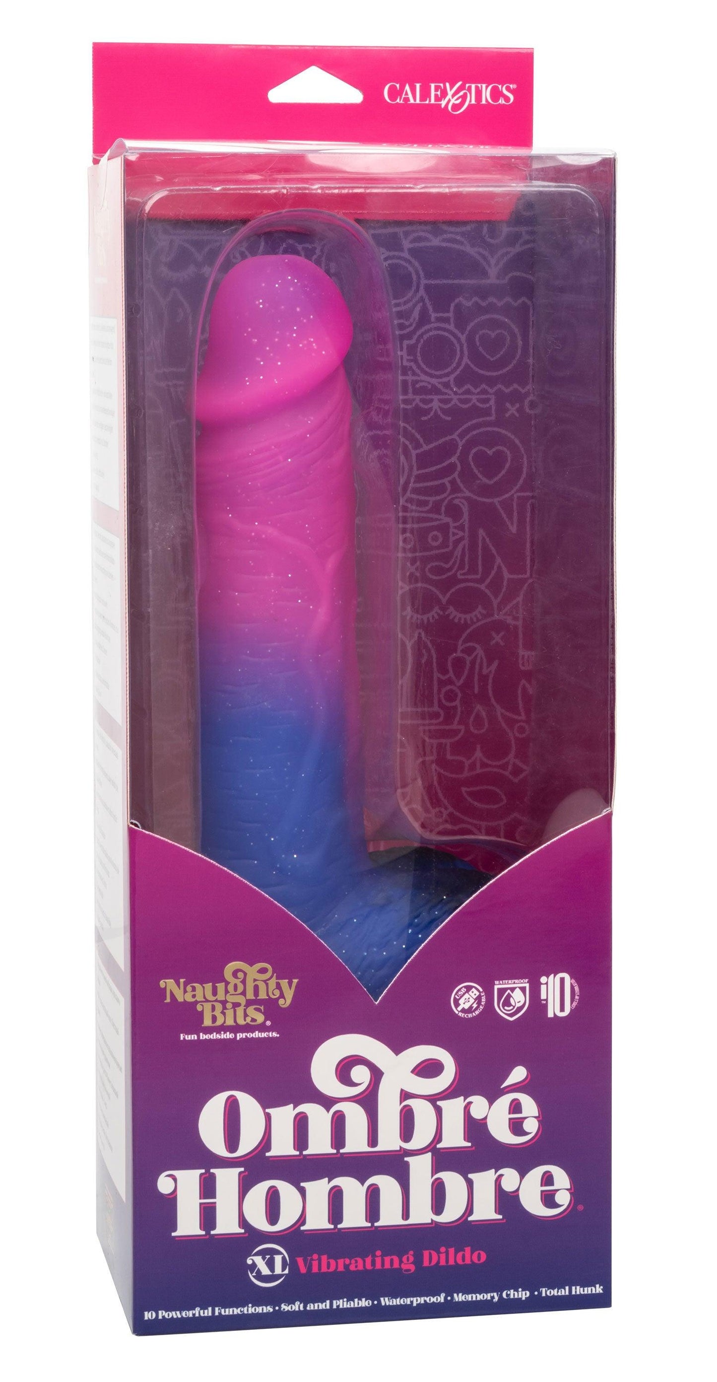 Naughty Bits Ombre Hombre XL Vibrating Dildo - - Pink/purple - Love It Wet