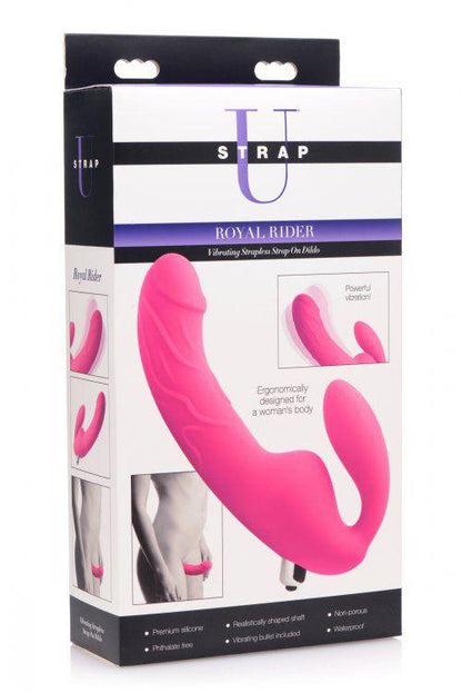 Royal Rider Vibrating Strapless Strap- on Dildo - Pink - Love It Wet