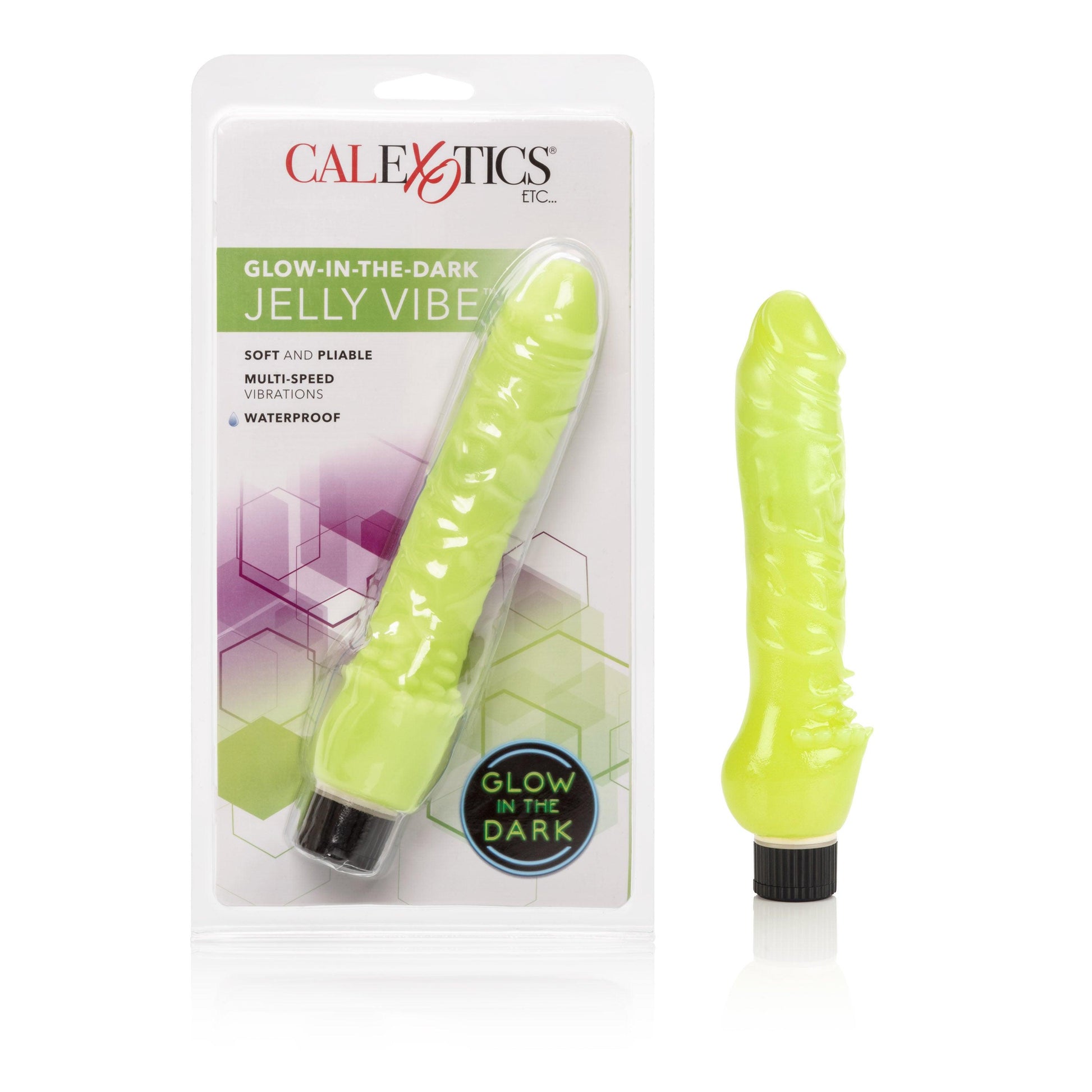 Glow-in-the-Dark Jelly Penis Vibe 7 Inches - Green - Love It Wet