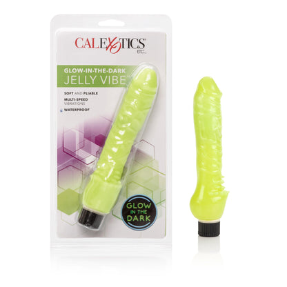 Glow-in-the-Dark Jelly Penis Vibe 7 Inches - Green - Love It Wet