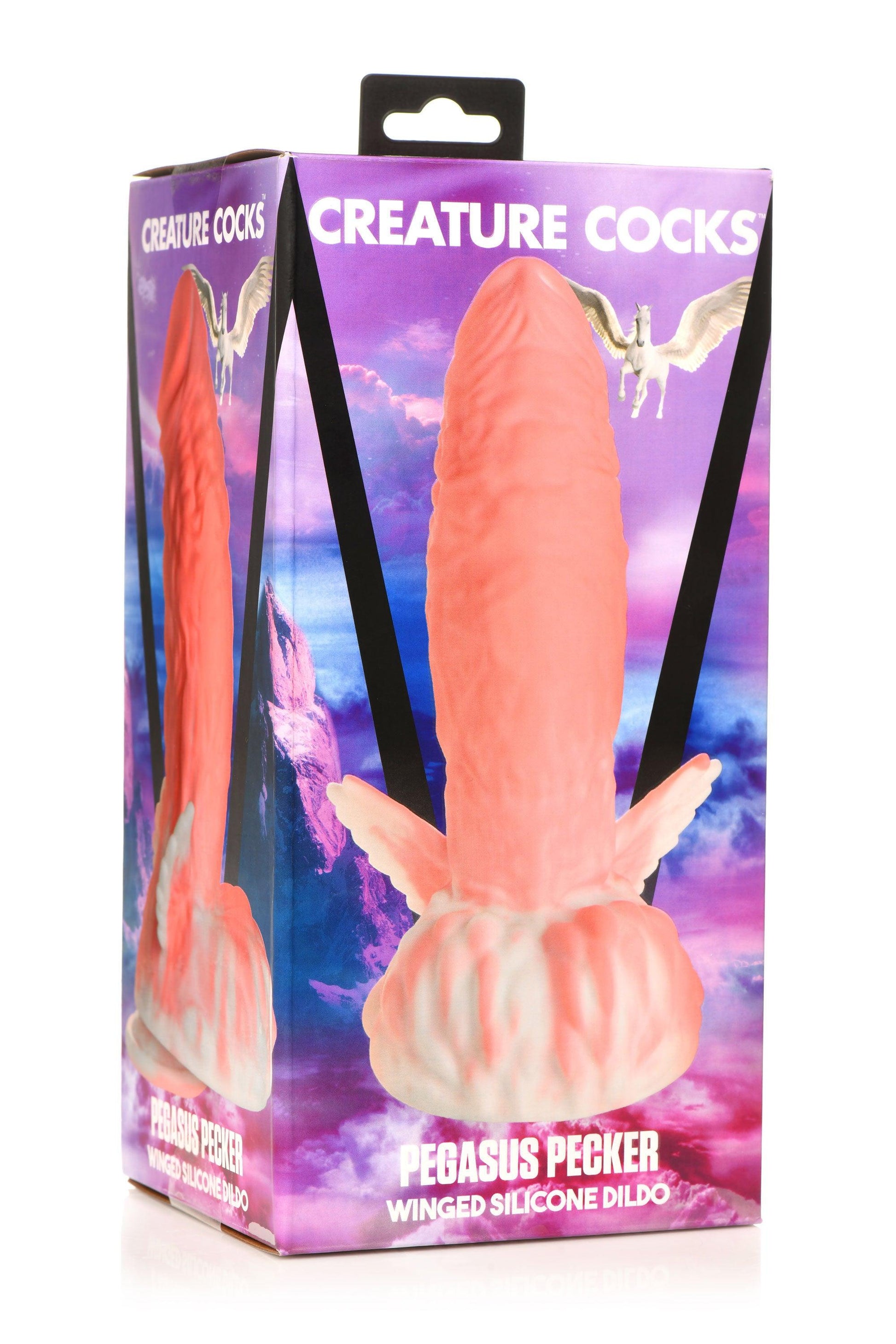 Pegasus Pecker Winged Silicone Dildo - Pink/white - Love It Wet