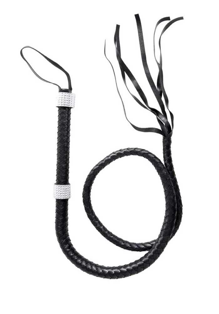 Rhinestone Handle Whip - Black - Love It Wet