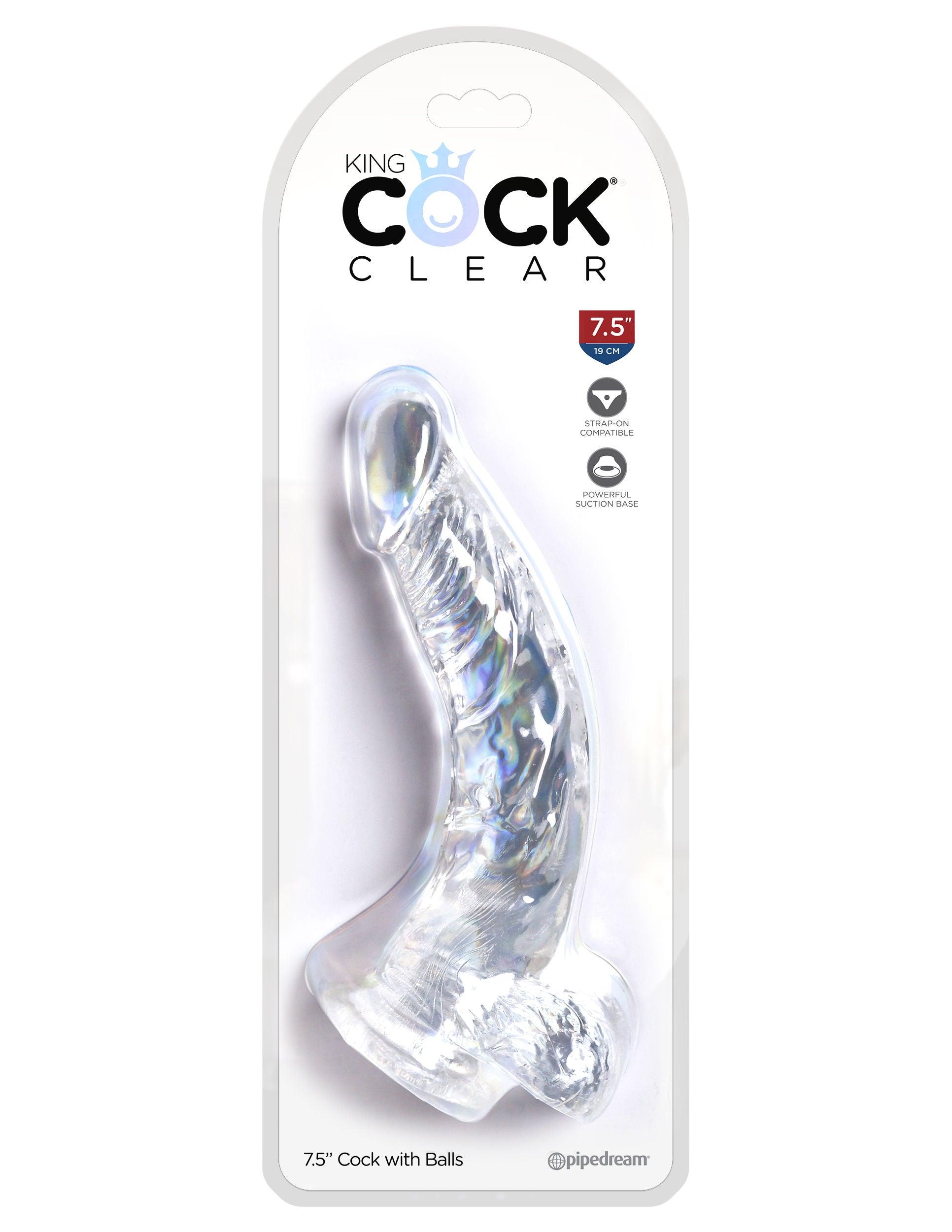 King Cock Clear 7.5 Inch Cock With Balls - Love It Wet