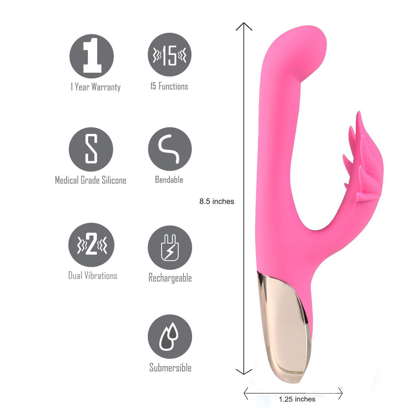 Maui 420 Series - Dual Motor G-Spot Pot Leaf - Rechargeable Vibrator - Pink - Love It Wet