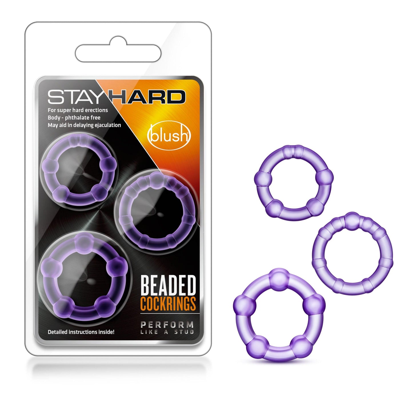 Stay Hard - Beaded Cock Rings - 3 Pack - Black - Love It Wet