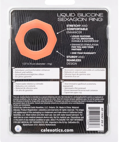 Alpha Liquid Silicone Sexagon Ring - Orange - Love It Wet