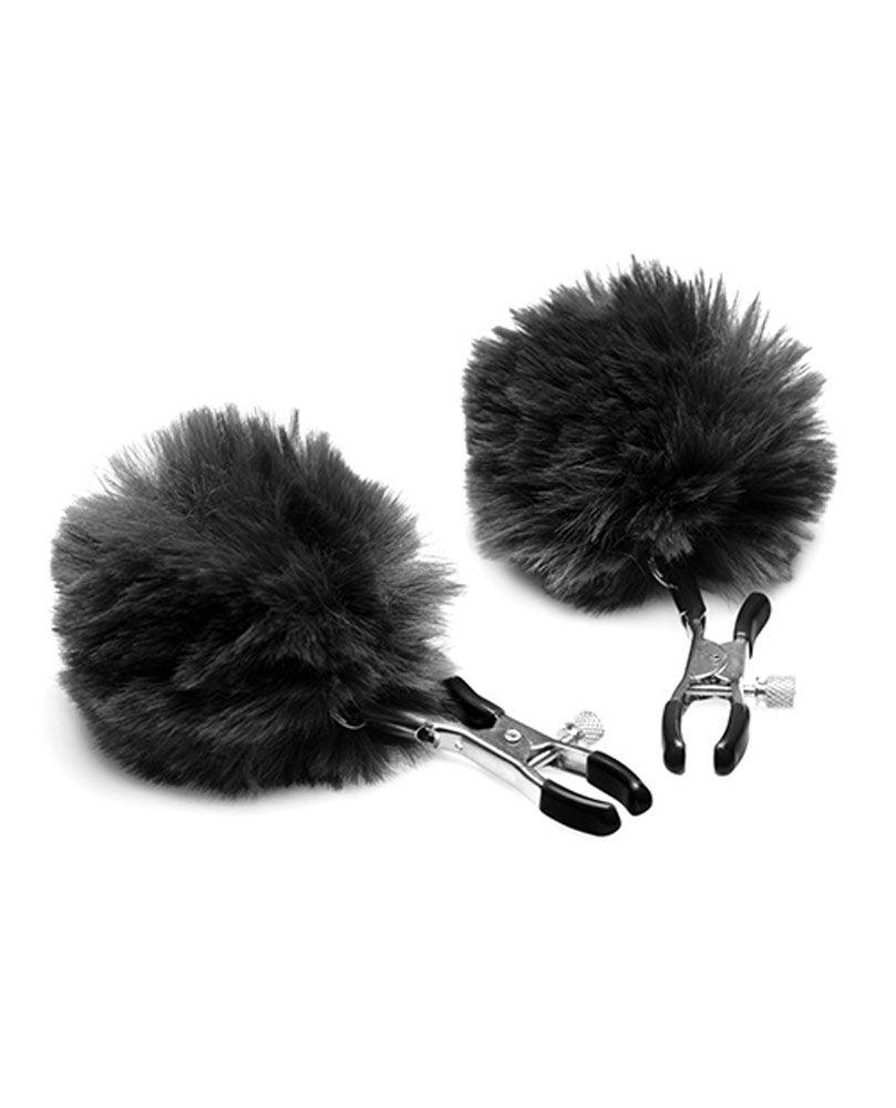 Pom Pom Nipple Clamps - Black - Love It Wet