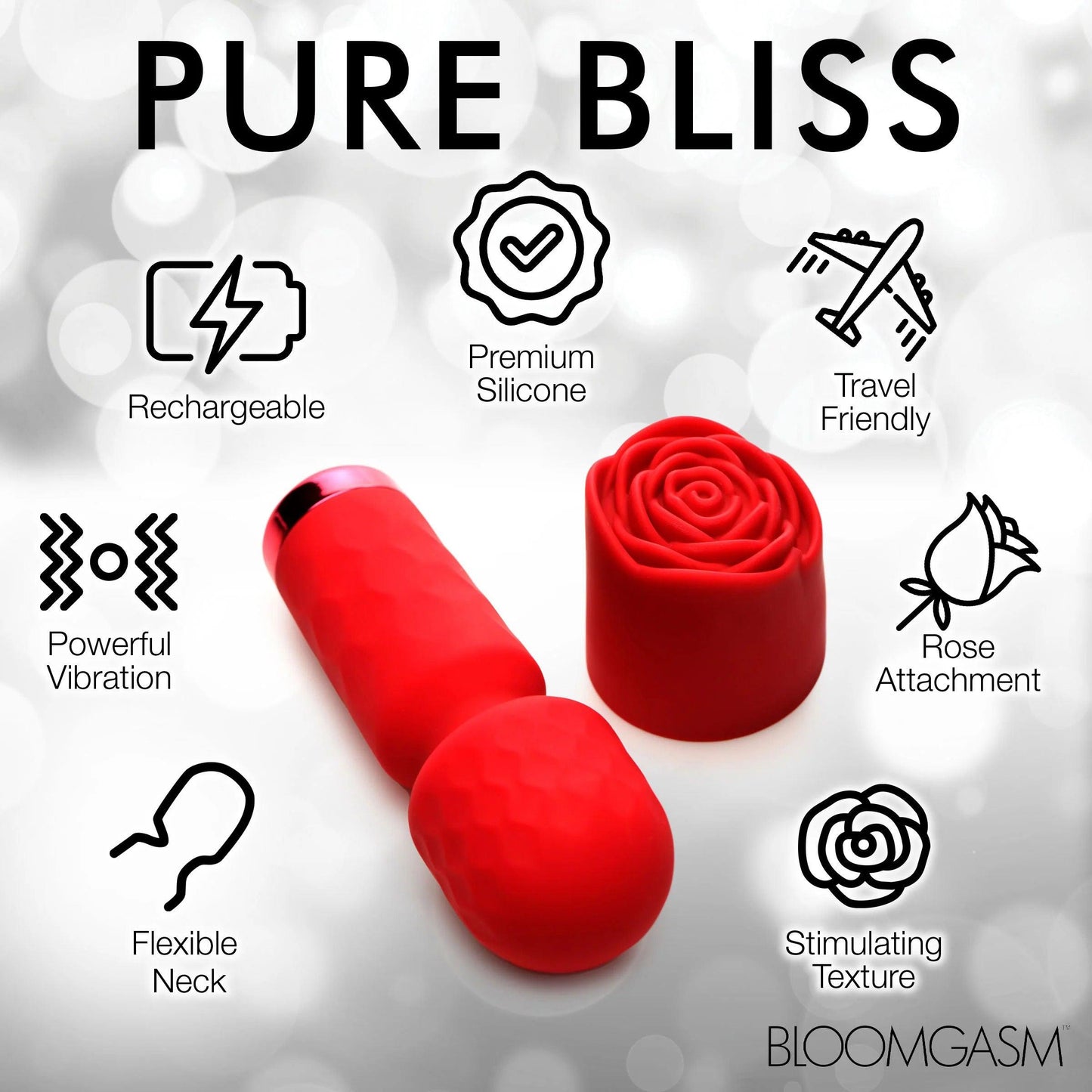 Pleasure Rose-Petite Mini Silicone Rose Wand - Red - Love It Wet