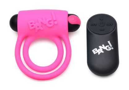 Bang - Silicone Cock Ring and Bullet With Remote Control - Black - Love It Wet