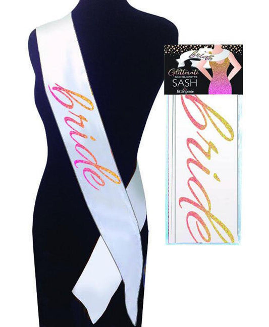 Glitterati Bride Sash - White - Love It Wet