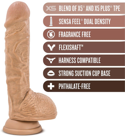 Au Naturel - Big Billy - 9 Inch Dildo - Mocha - Love It Wet