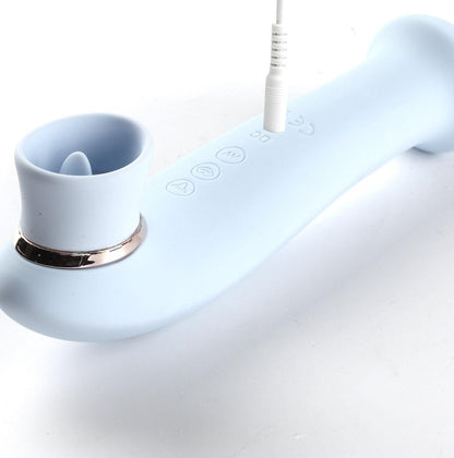 Destiny 15-Function Rechargeable Vibrating - Suction Wand - Blue - Love It Wet