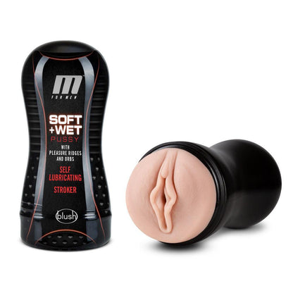 M for Men - Soft and Wet - Pussy With Pleasure Ridges and Orbs - Self Lubricating Stroker Cup - Vanilla - Love It Wet