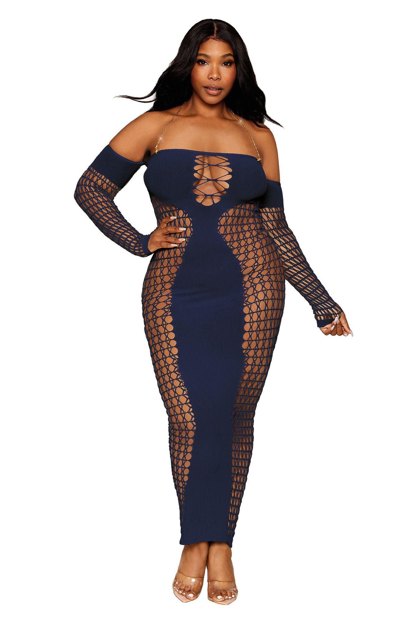 Bodystocking Gown - Queen Size - Denim - Love It Wet