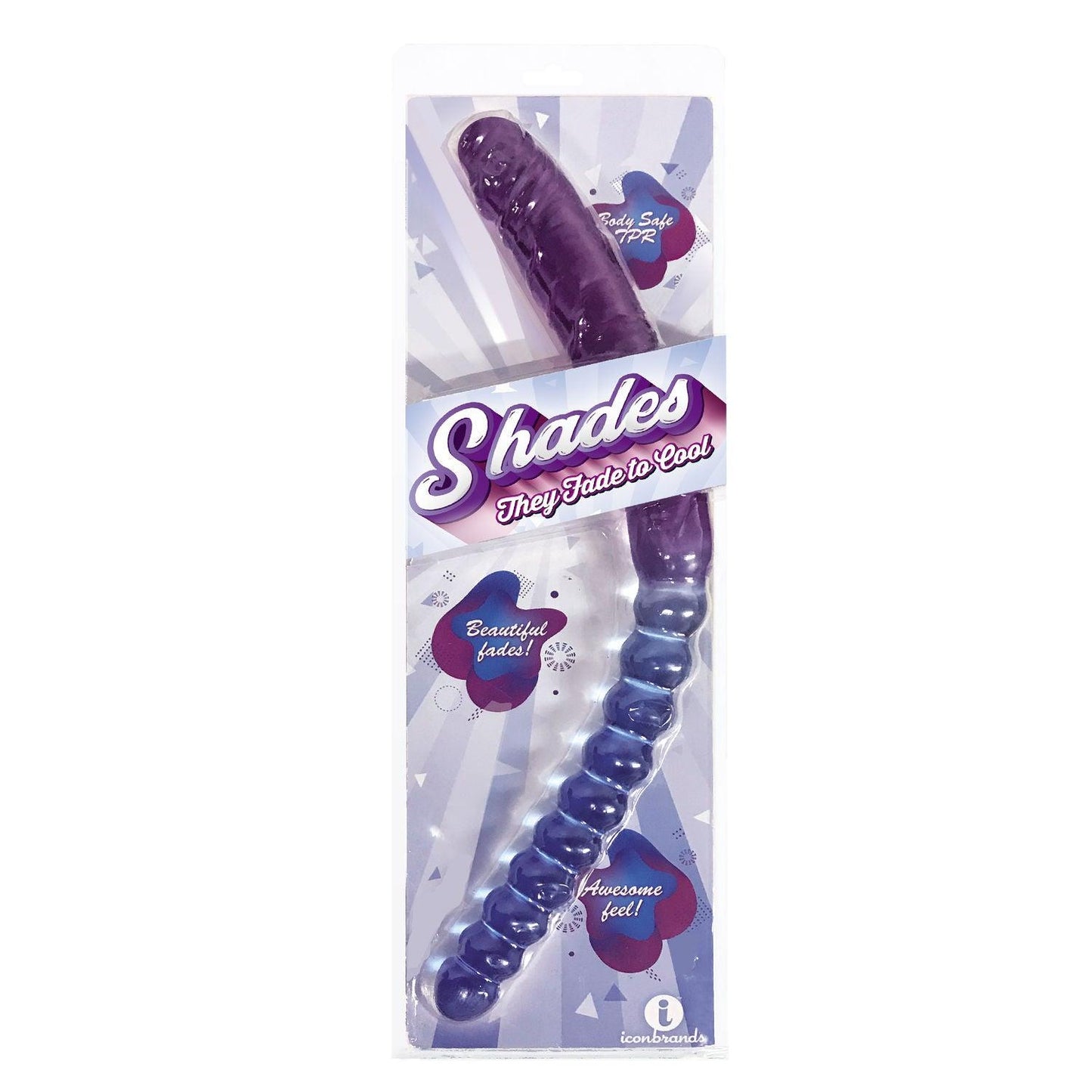 Shade - 17 Inch Double Dong - Violet and Blue - Love It Wet