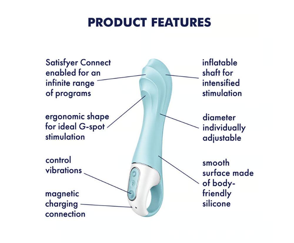 Satisfyer Air Pump Vibrator 5 Plus Inflatable G-Spot Vibrator - Blue - Love It Wet