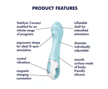 Satisfyer Air Pump Vibrator 5 Plus Inflatable G-Spot Vibrator - Blue - Love It Wet