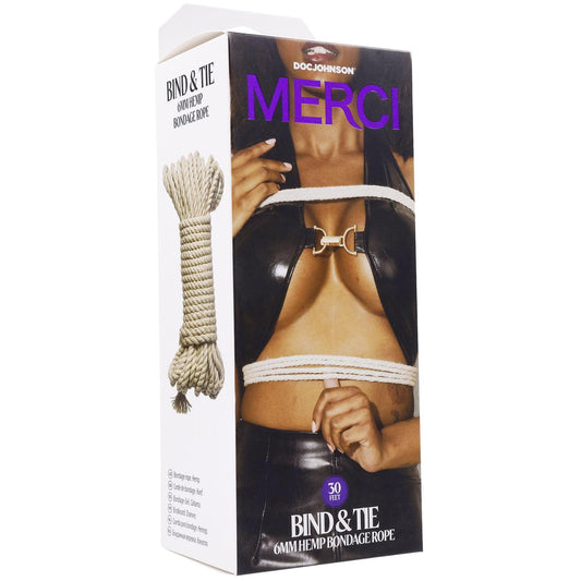 Merci - Bind and Tie - 6mm Hemp Bondage Rope - 30 Feet - Natural - Love It Wet