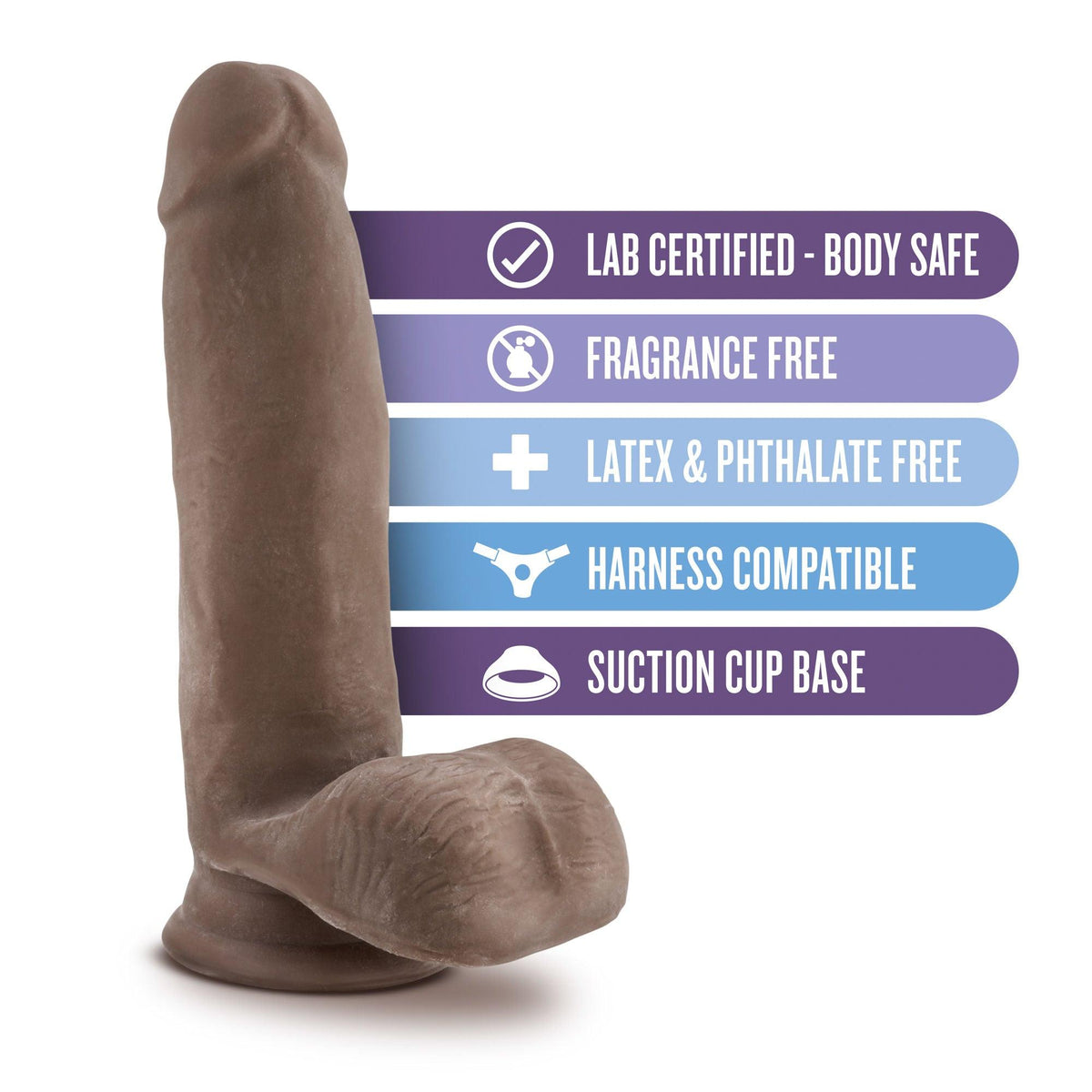 Au Naturel - 7 Inch Sensa Feel Dildo - Chocolate - Love It Wet