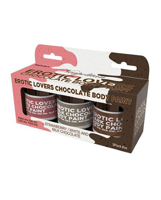 Erotic Lovers Chocolate Body Paint - Neapolitan - White Chocolate, Milk Chocolate and Strawberry - (3 Pack) - Love It Wet