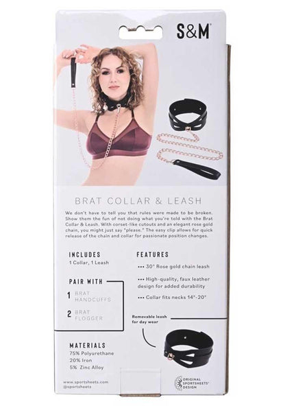 Brat Collar and Leash - Black / Rose Gold - Love It Wet