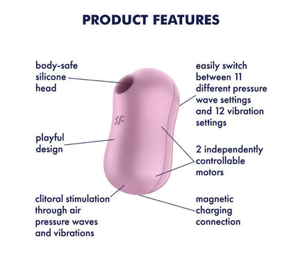 Satisfyer Cotton Candy - Air Pulse Stimulator Plus Vibrator - Lilac - Love It Wet