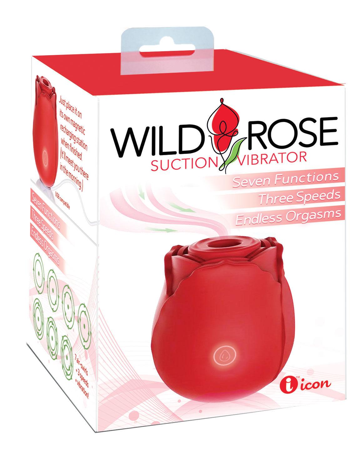 Wild Rose Suction Vibrator - Red - Love It Wet