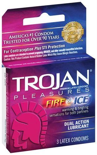 Trojan Fire and Ice Dual Action Lubricated Condoms - 3 Pack - Love It Wet