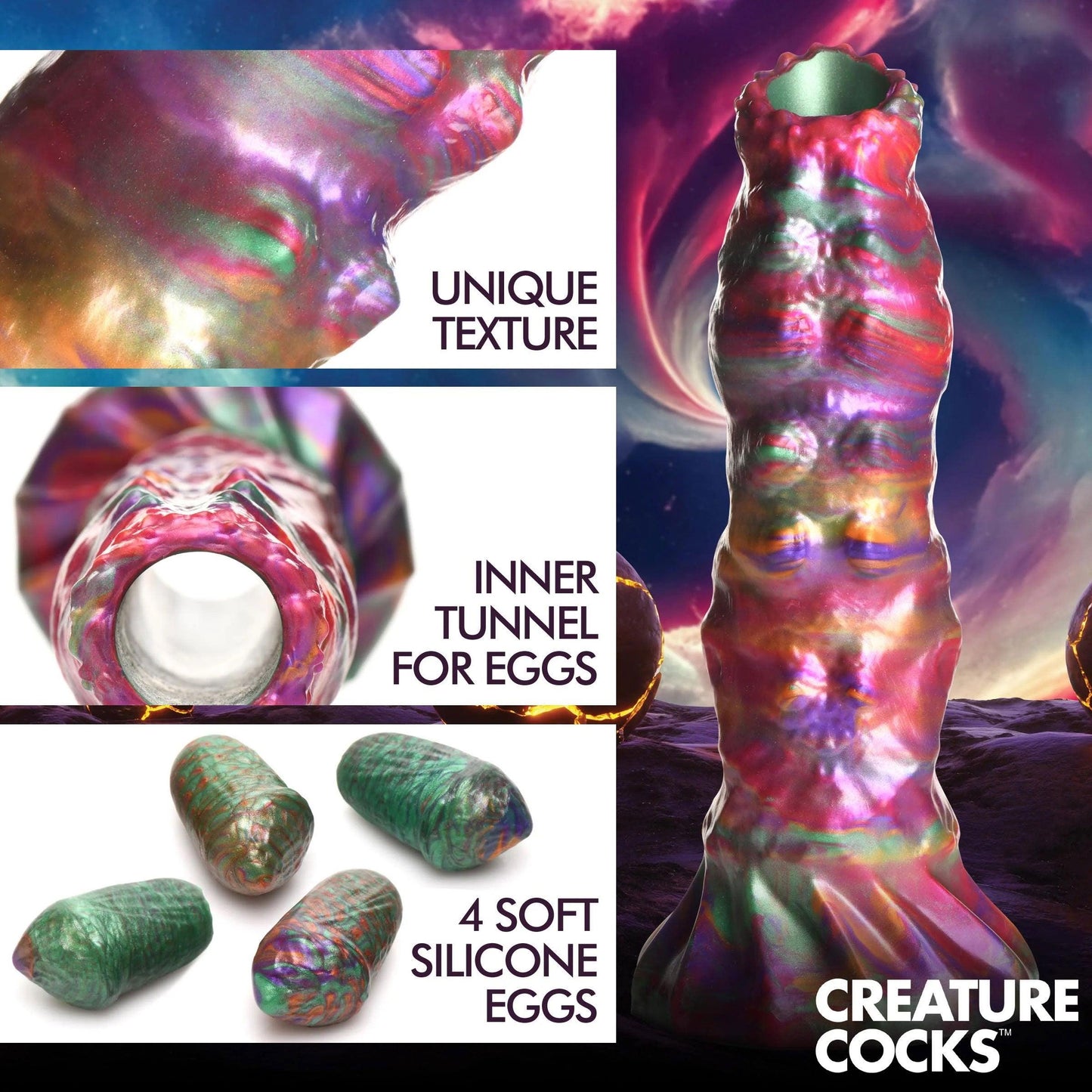 Larva Silicone Ovipositor Dildo With Eggs - Multicolor - Love It Wet