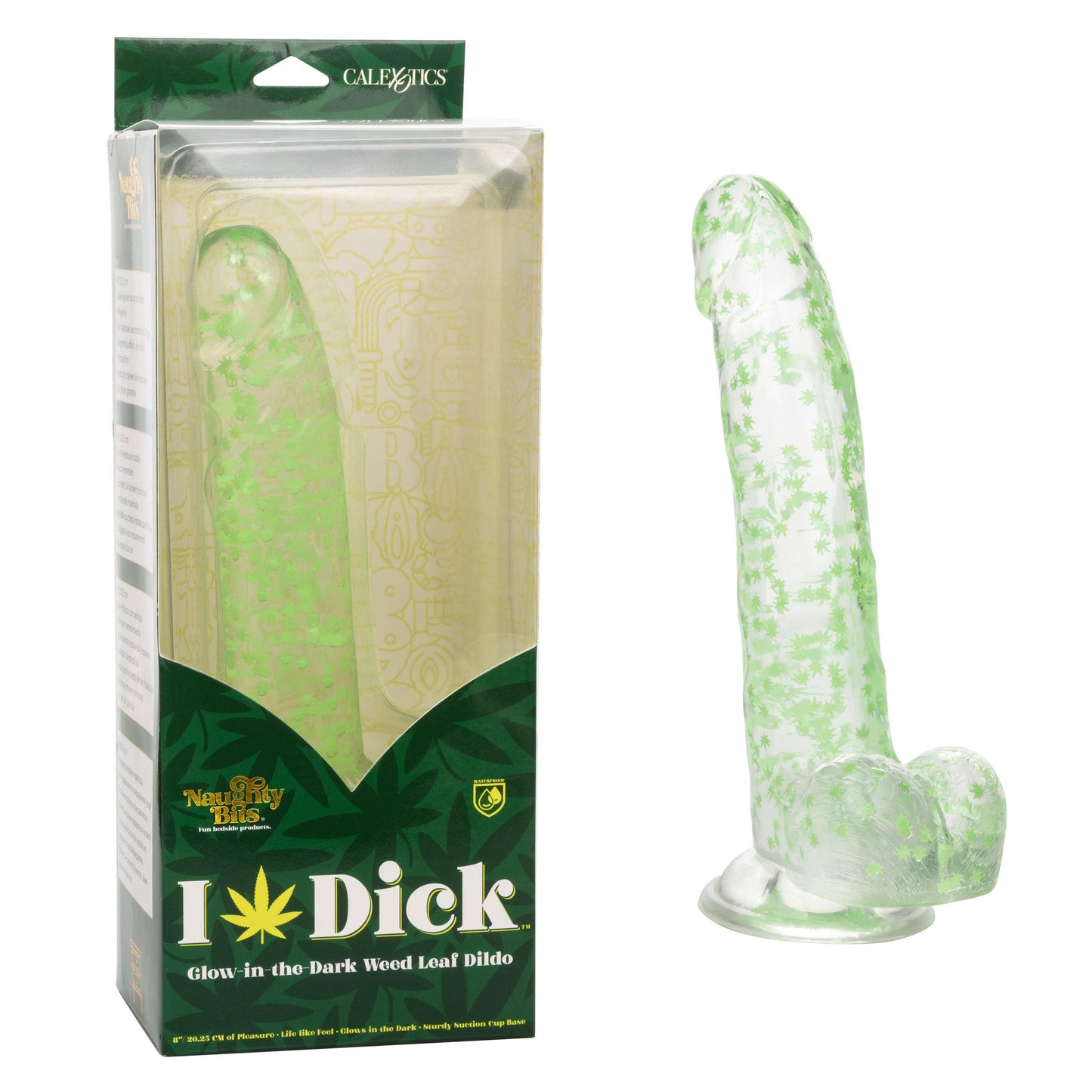 Naughty Bits I Leaf Dick Glow-in-the-Dark Weed Leaf Dildo - Glow in the Dark - Love It Wet