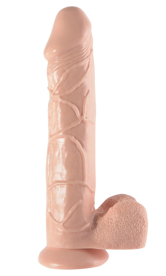 Basix Rubber Works 12 Inch Mega Dildo - Flesh - Love It Wet